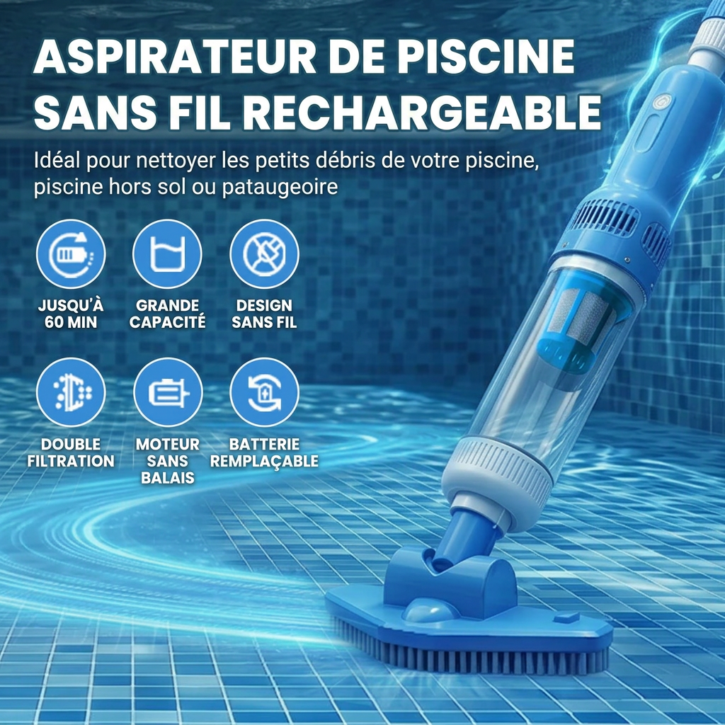 Aspirateur de Piscine Sans Fil 3 en 1 Pro
