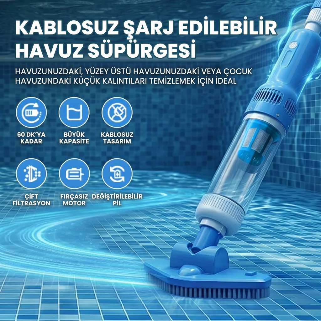 Kablosuz Havuz Süpürgesi 3 ü 1 Arada Pro