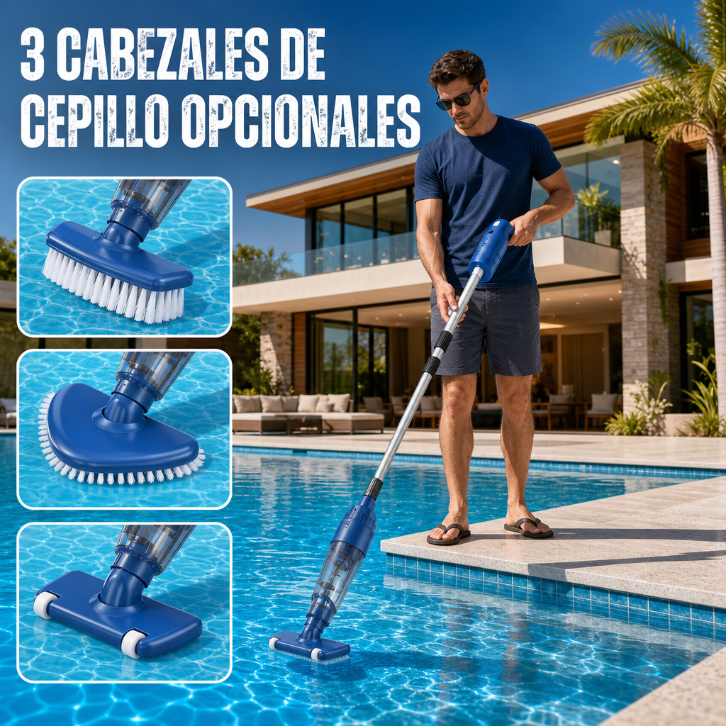 3 Cabezales Desmontables para Cobertura Total de Piscina