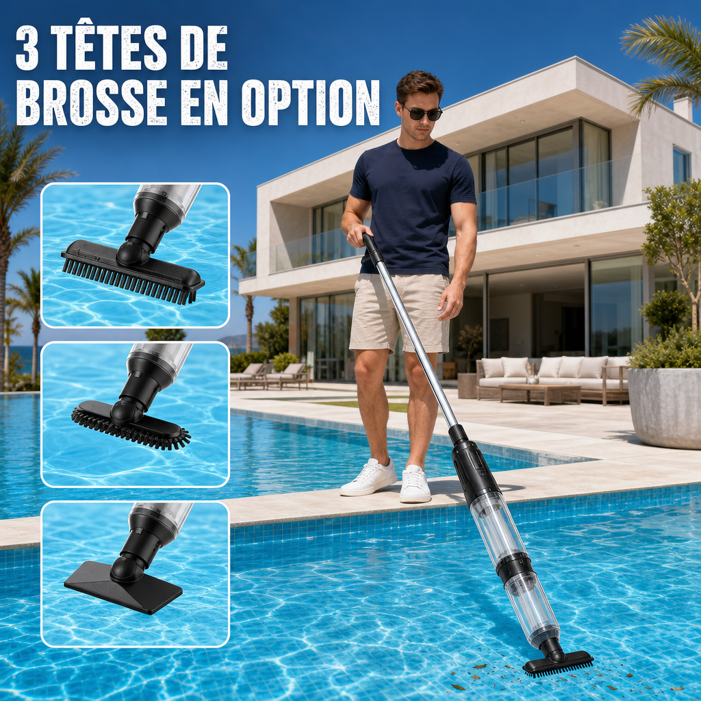 3 Cabezales Desmontables para Cobertura Total de Piscina