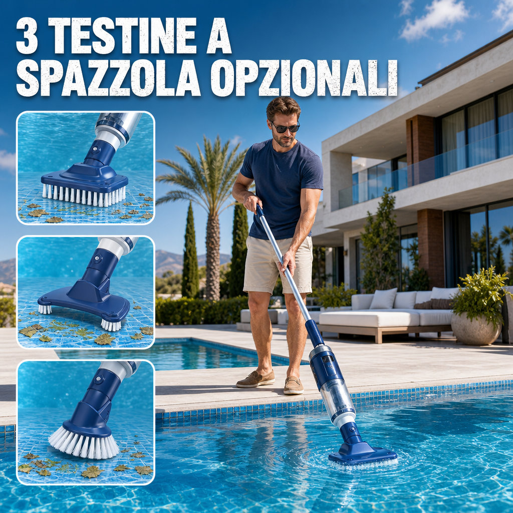 3 Cabezales Desmontables para Cobertura Total de Piscina