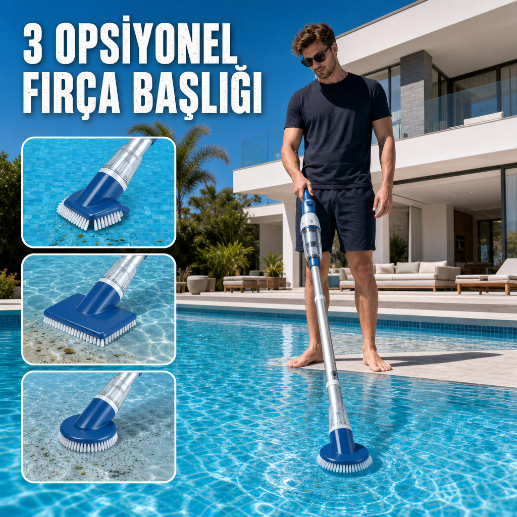 3 Cabezales Desmontables para Cobertura Total de Piscina