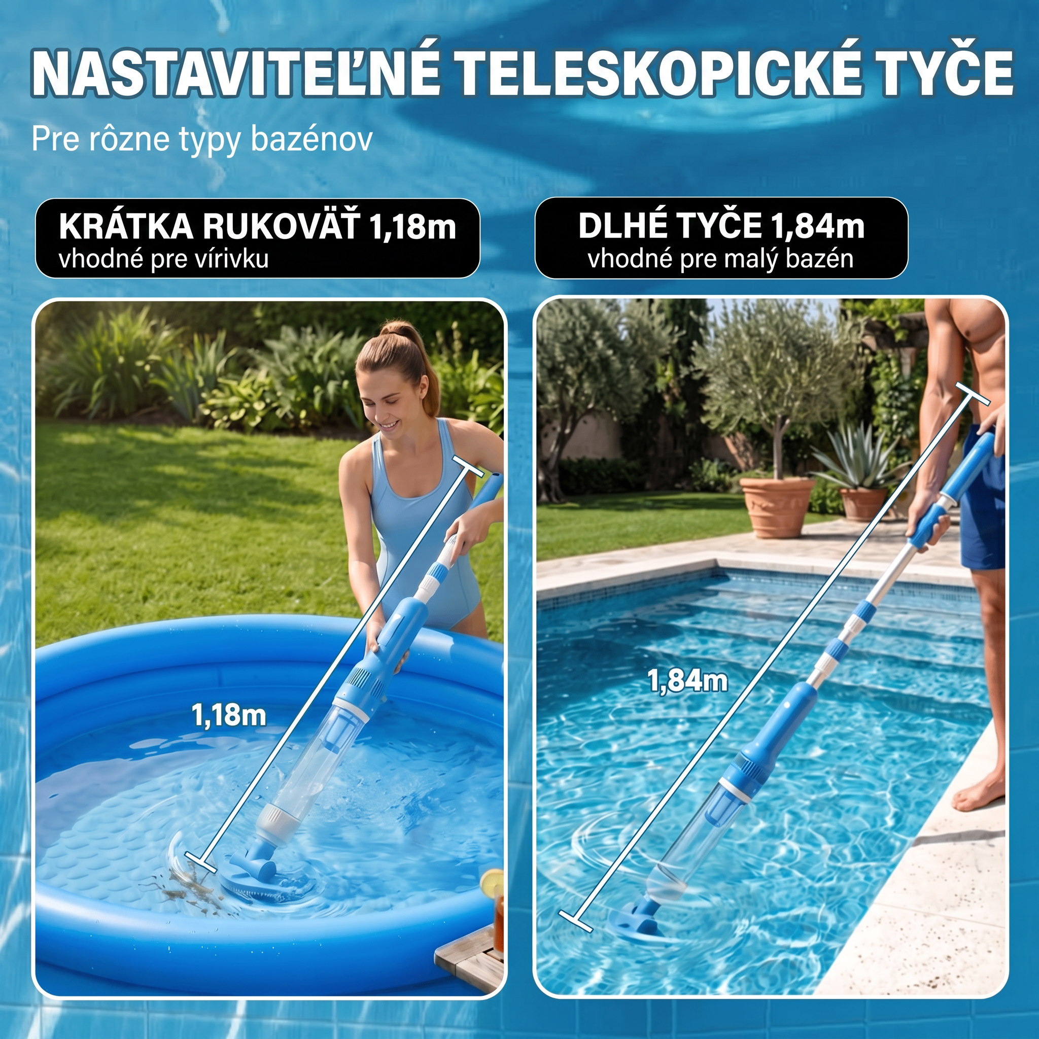 Actualizado Ajustable 22,64"–72,44" (57,5–184 cm) Telescópico Alcance – Sin esfuerzo Profunda Limpieza