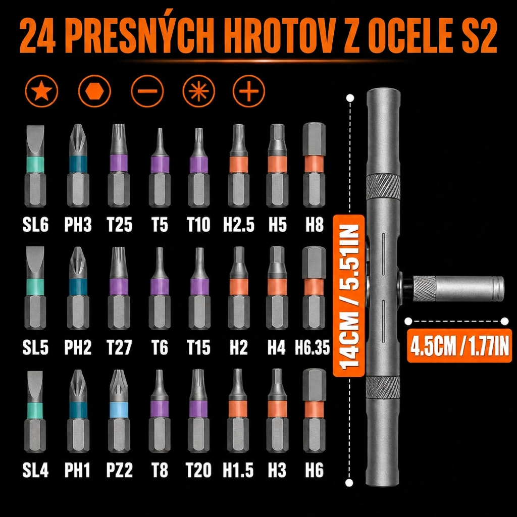 24 hrotov z ocele S2 — na všetko, čo skrutkujete